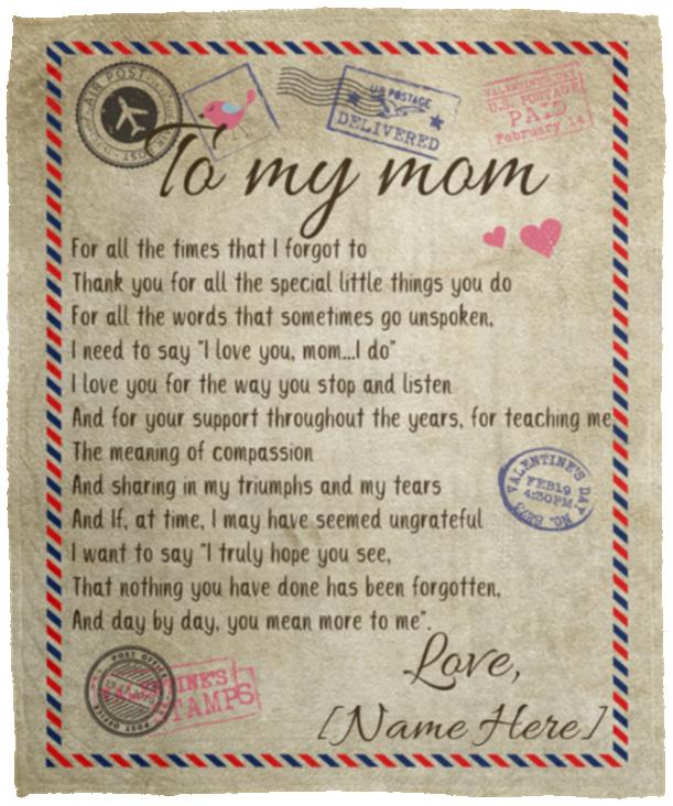 Personalized Letter Airmail Blanket, White, Cozy Plush Fleece Blanket - 50x60