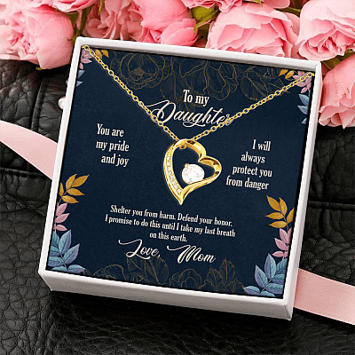 To My Daughter You Are My Pride and Joy Protect You Love Mom Forever Love Pendant Necklace