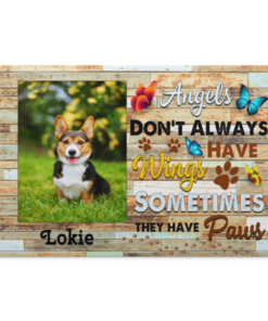 Personalized Photo Angels Don't Always Have Wings Sometimes They Have Paws Framed Canvas - Unframed Poster, White, 0.75'' Framed Canvas