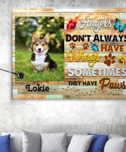 Alternative view of Personalized Photo Angels Don't Always Have Wings Sometimes They Have Paws Framed Canvas - Unframed Poster