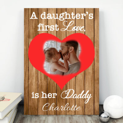 Alternative view of Custom Photo Father's Day Framed Canvas - A Daughter's First Love Is Her Daddy Unframed Poster