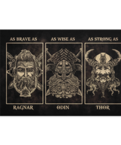 As Brave as Ragnar as Wise as Odin as Strong as Thor Viking Gifts Framed Canvas Prints - Unframed Poster, White, 0.75'' Framed Canvas