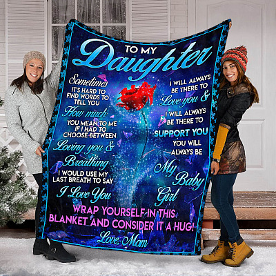Alternative view of Mom To My Daughter Sometimes It's Hard to Find Words to Tell You Rose Fleece Blanket - Mink Blanket