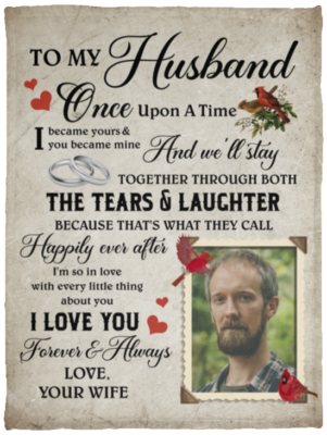 Personalized Custom Photo Red Cardinal To My Husband From Wife Memorial For Loss Of Husband Fleece Blanket, White, Cozy Plush Fleece Blanket - 30x40