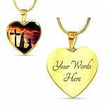 I Only Kneel For One Man And He Died On The Cross Heart Pendant Necklace - Religious Pendant Necklaces - Heart Luxury Necklace (Gold Plated)