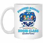 Personalized Pioneer School 2021 Zoom Class Ceramic Coffee Mug - Beer Stein - Water Bottle - Color Changing Mug, White, 11 oz. White Mug