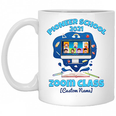 Personalized Pioneer School 2021 Zoom Class Ceramic Coffee Mug - Beer Stein - Water Bottle - Color Changing Mug, White, 11 oz. White Mug
