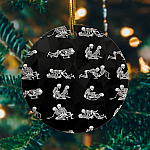 Funny Skeleton Naughty Decorative Christmas Ornament Keepsake - Holiday Flat Circle Ornament