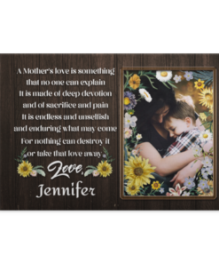 Custom Photo Mother's Day Framed Canvas - Mother's Love Is Something Can't Explain Unframed Poster, White, 0.75'' Framed Canvas