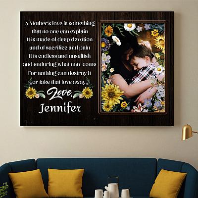 Alternative view of Custom Photo Mother's Day Framed Canvas - Mother's Love Is Something Can't Explain Unframed Poster