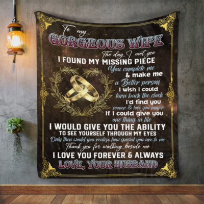 Alternative view of To My Gorgeous Wife Mink Blanket - The Day I Met You I Found My Missing Piece Woven Blanket
