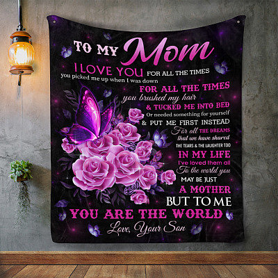 Alternative view of To My Mom Mink Blanket From Son - I Love You For All The Time Woven Blanket - Mother's Day Blanket