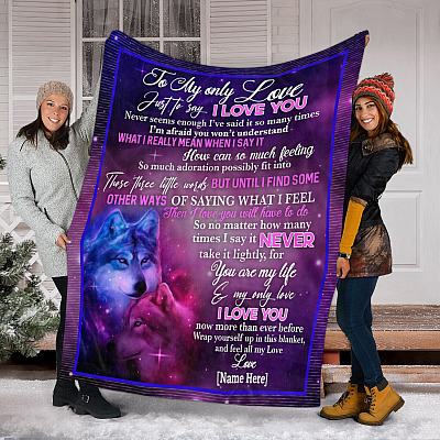 Alternative view of Personalized to My Only Love Just to Say I Love You Fleece Blanket - Sherpa Blanket - Woven Blanket