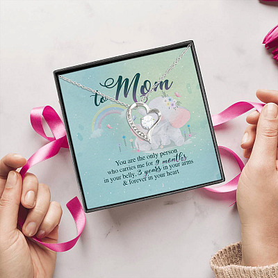 Alternative view of From Daughter to Mom You're the Only Person Who Carries Me for 9 Months in Belly Forever Love Pendant Necklace