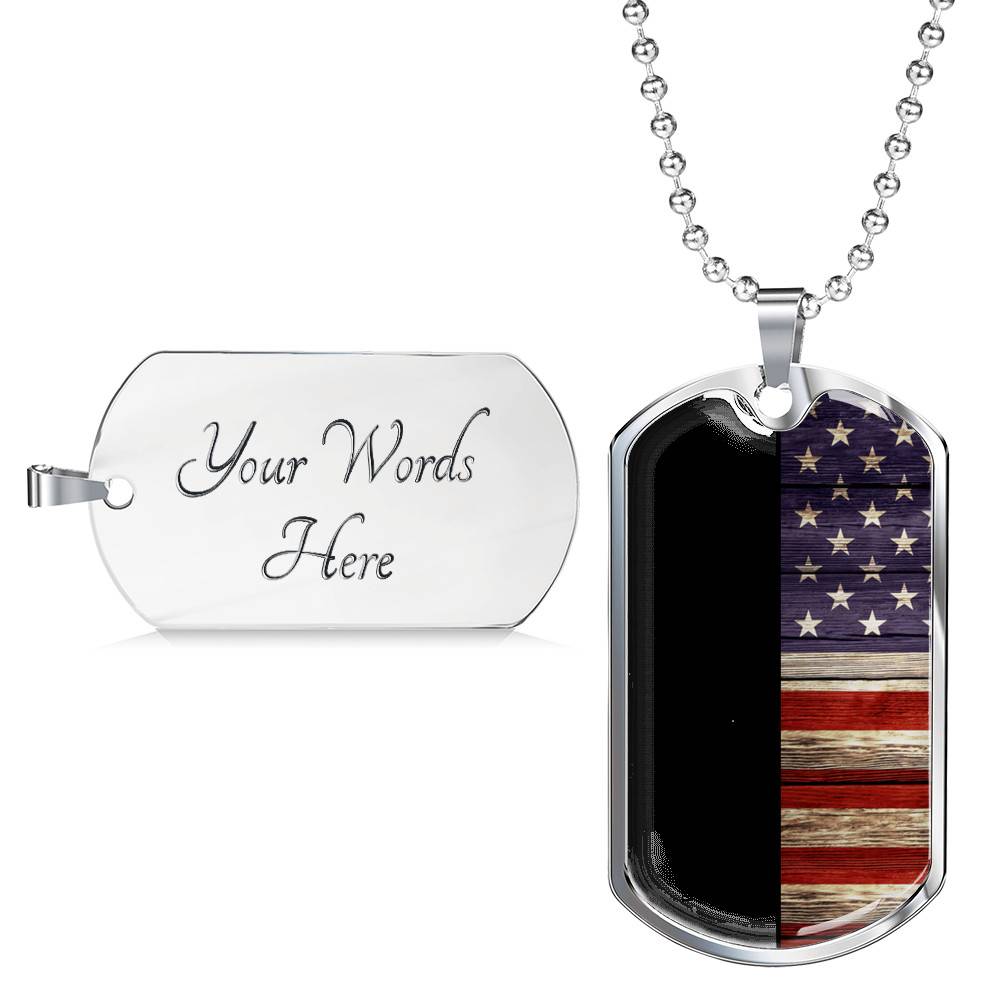 To My Future Husband The Day I Met You I Found My Missing Piece American Flag Dog Tag Pendant Necklace - Dog Tag (Silver)