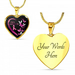 Pink Ribbon Butterfly I'm a Survivor Breast Cancer Awareness Month Heart Pendant Necklace Gifts - Heart Luxury Necklace (Gold Plated)