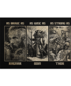 Vikings Dad As Brave As Ragnar As Wise As Odin As Strong As Thor Framed Canvas Prints - Unframed Poster, White, 0.75'' Framed Canvas