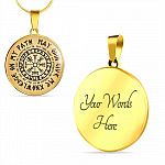 Nordic Vikings May Odin Give Me Knowledge On My Path Circle Pendant Necklace - Norse Mens Necklace Jewelry - Circle Luxury Necklace (Gold Plated)