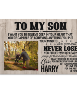 Personalized Photo Dad to My Son I Want You to Believe Deep in Your Heart Framed Canvas - Unframed Poster, White, 0.75'' Framed Canvas