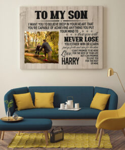 Alternative view of Personalized Photo Dad to My Son I Want You to Believe Deep in Your Heart Framed Canvas - Unframed Poster
