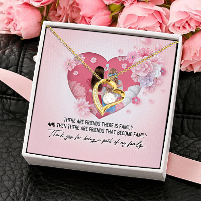 Alternative view of Friends Become Family Thank You for Being a Part of Our Family Forever Love Pendant Necklace
