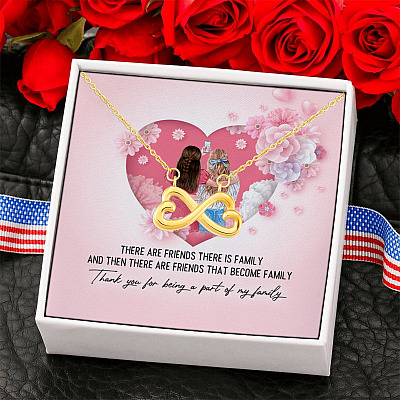 Friends Become Family Thank You for Being a Part of Our Family Infinity Heart Pendant Necklace