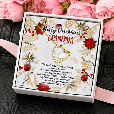 Merry Christmas Grandma the Best Gift at Christmas Is Easy to See Forever Love Heart Pendant Necklace Gifts