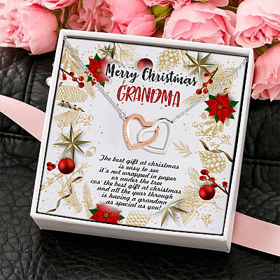Merry Christmas Grandma the Best Gift at Christmas Is Easy to See Interlocking Hearts Pendant Necklace Gifts