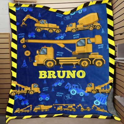Alternative view of Personalized Name Excavators Equipment Trucks Fleece Blanket for Boy - Construction Vehicles Blanket for for Kids Boys