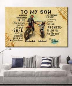 Alternative view of Personalized Vintage Motorcycle from Dad to My Son Wherever Your Journey in Life May Take You Canvas Prints - Unframed Poster