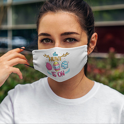 Alternative view of The Hunt Is on Happy Easter Day Washable Reusable Custom - Printed Cloth Face Mask Cover