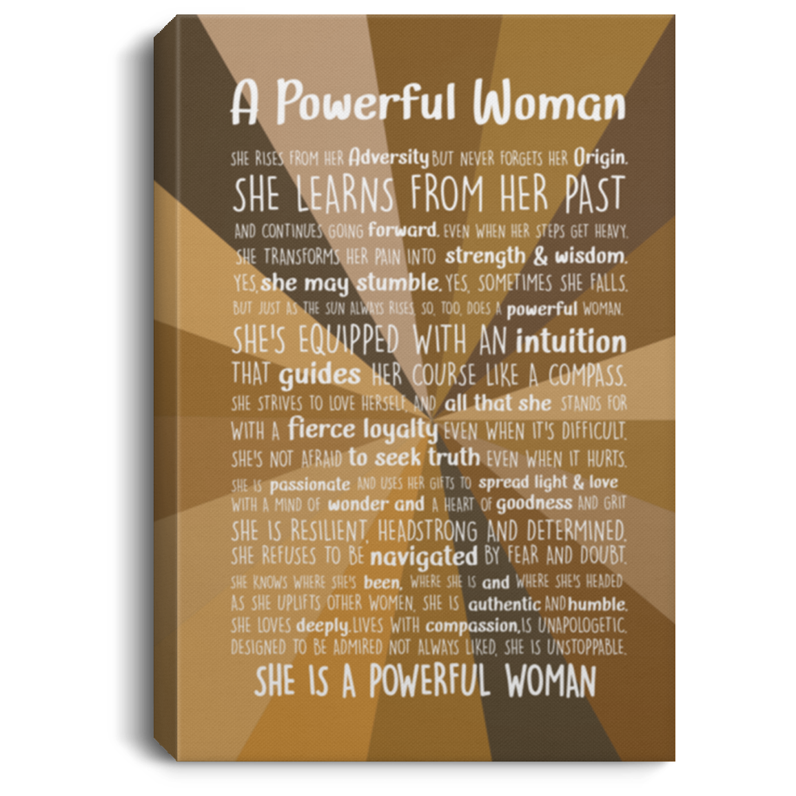 "A Powerful Woman Feminist Gallery Wrapped Framed Canvas Prints - Unframed Poster - Home Decor Wall Art ", White, 0.75'' Framed Canvas