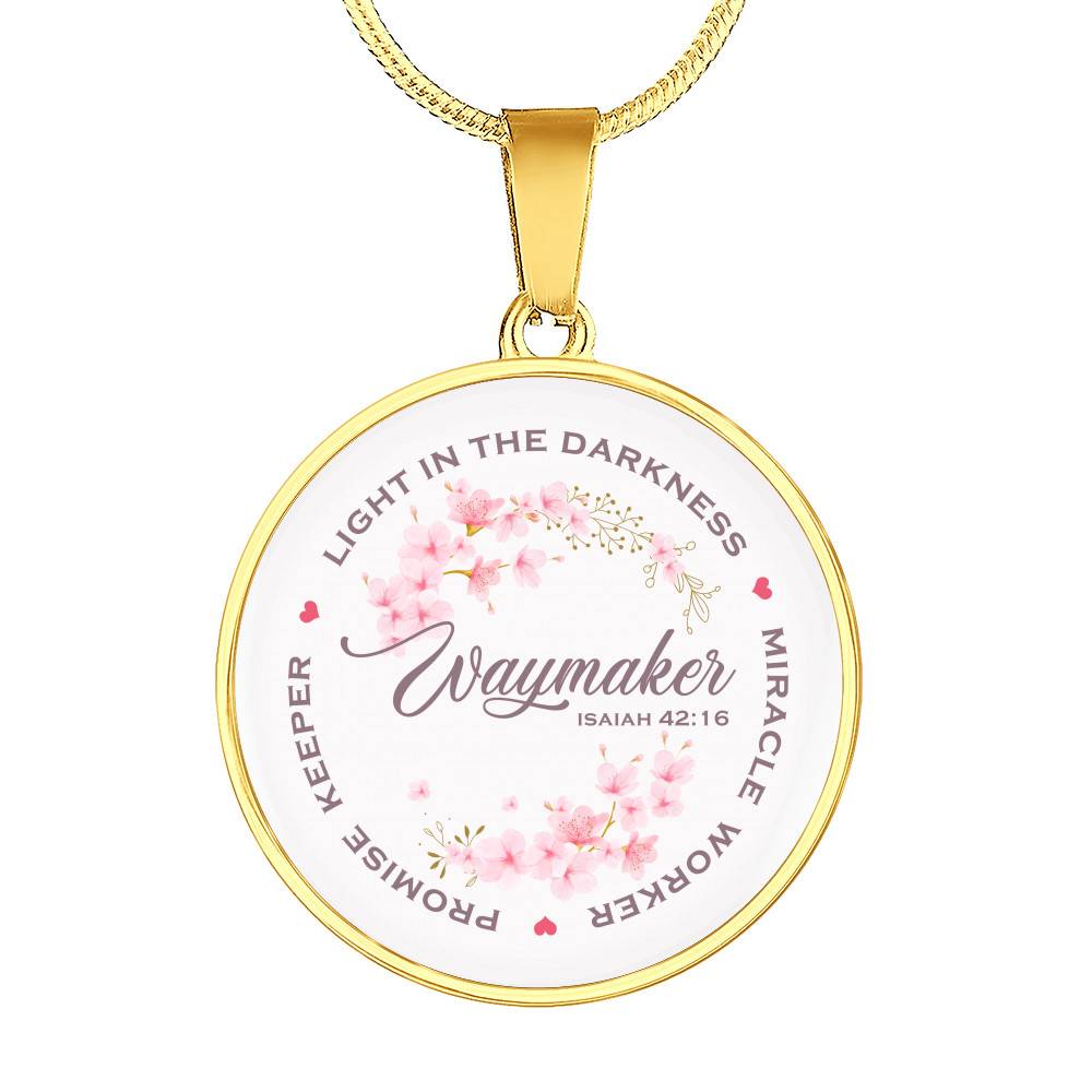Waymaker Light In The Darkness Miracle Worker Promise Keeper Circle Pendant Necklace - Circle Luxury Necklace (Gold Plated)