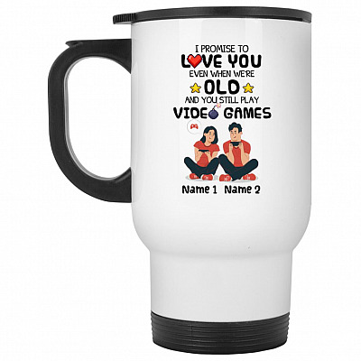 14 oz. White Travel Mug