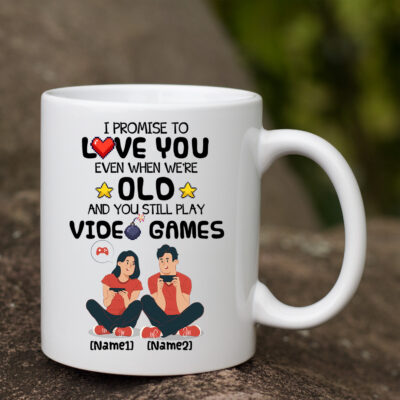 Alternative view of Personalized I Promise to Love You to Till You and Still Play Games - Romantic Gift for Game Lover Couple Mug