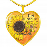 I'm Sunshine Mixed With A Little Hurricane Sunflower Heart Pendant Necklace - Heart Luxury Necklace (Gold Plated) I'm Sunshine Mixed With A Little Hurricane Sunflower Heart Pendant Necklace - Heart Luxury Necklace (Gold Plated)