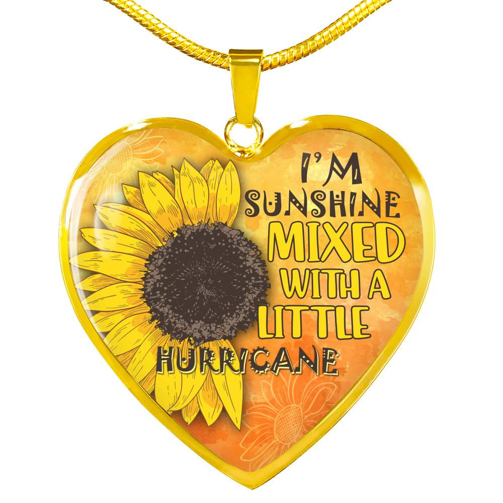I'm Sunshine Mixed With A Little Hurricane Sunflower Heart Pendant Necklace - Heart Luxury Necklace (Gold Plated) I'm Sunshine Mixed With A Little Hurricane Sunflower Heart Pendant Necklace - Heart Luxury Necklace (Gold Plated)