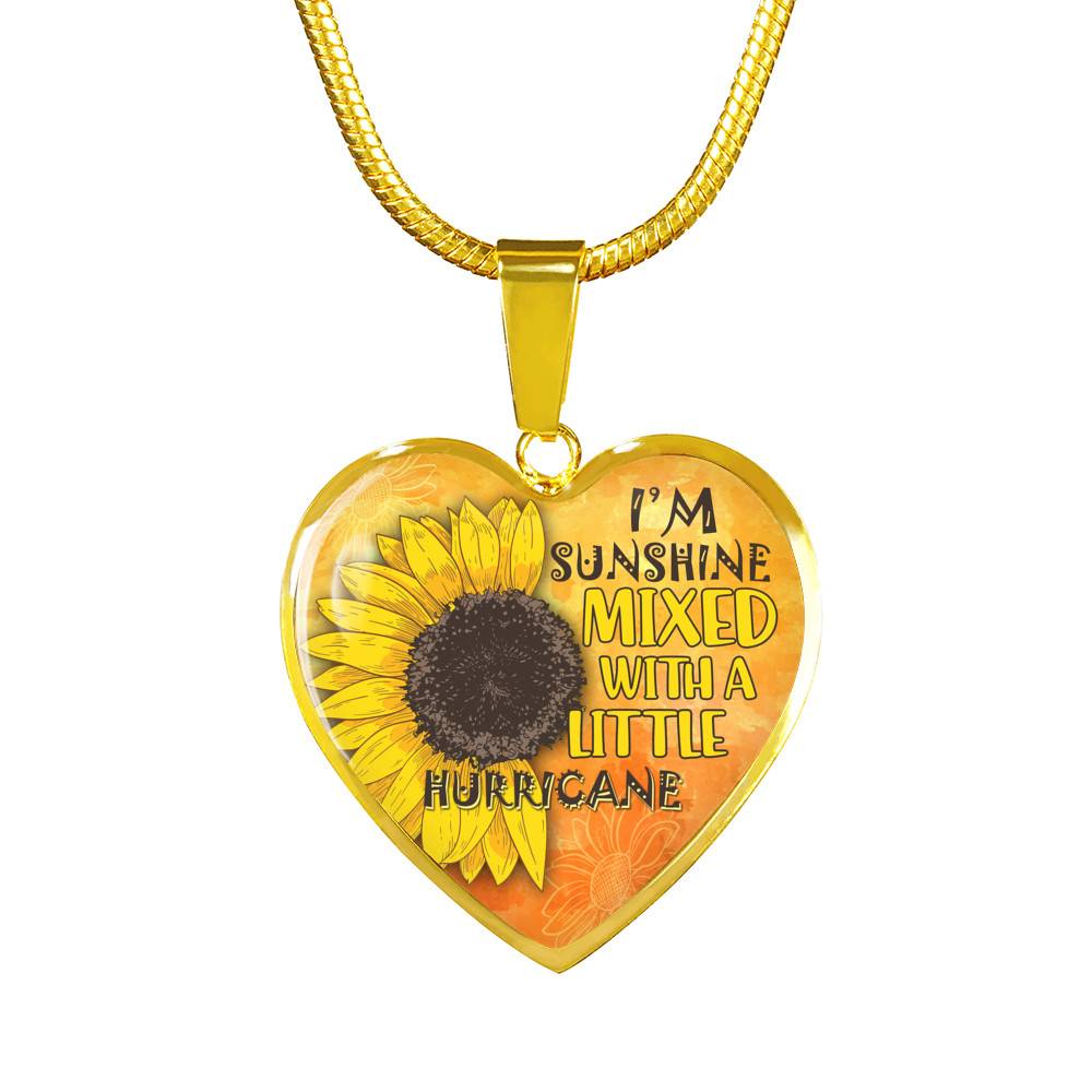 I'm Sunshine Mixed With A Little Hurricane Sunflower Heart Pendant Necklace - Heart Luxury Necklace (Gold Plated) I'm Sunshine Mixed With A Little Hurricane Sunflower Heart Pendant Necklace - Heart Luxury Necklace (Gold Plated)
