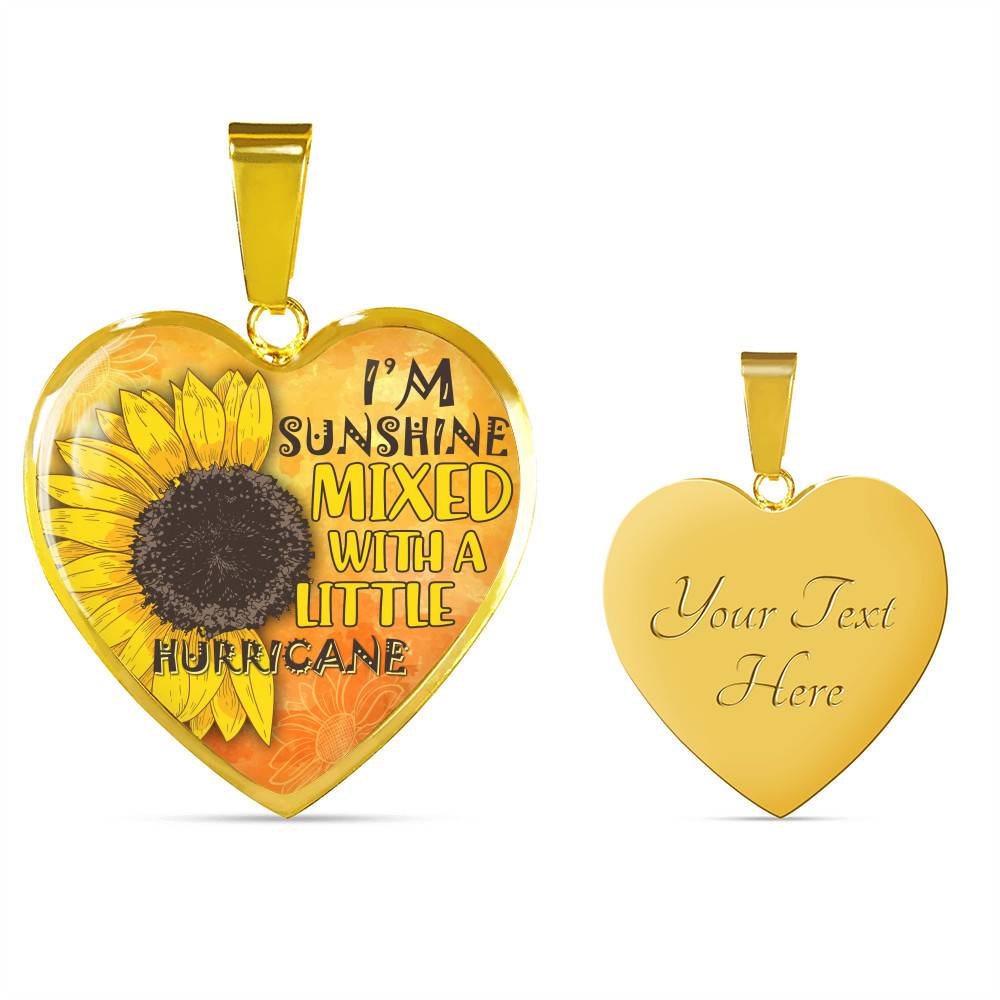 I'm Sunshine Mixed With A Little Hurricane Sunflower Heart Pendant Necklace - Heart Luxury Necklace (Gold Plated) I'm Sunshine Mixed With A Little Hurricane Sunflower Heart Pendant Necklace - Heart Luxury Necklace (Gold Plated)