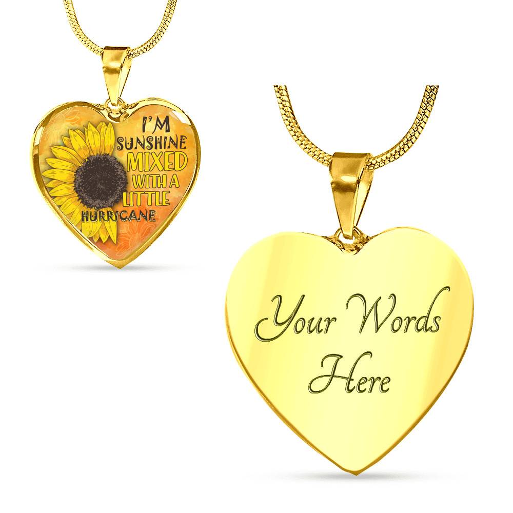 I'm Sunshine Mixed With A Little Hurricane Sunflower Heart Pendant Necklace - Heart Luxury Necklace (Gold Plated) I'm Sunshine Mixed With A Little Hurricane Sunflower Heart Pendant Necklace - Heart Luxury Necklace (Gold Plated)