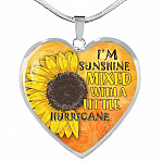 I'm Sunshine Mixed With A Little Hurricane Sunflower Heart Pendant Necklace - Heart Luxury Necklace (Silver) I'm Sunshine Mixed With A Little Hurricane Sunflower Heart Pendant Necklace - Heart Luxury Necklace (Silver)