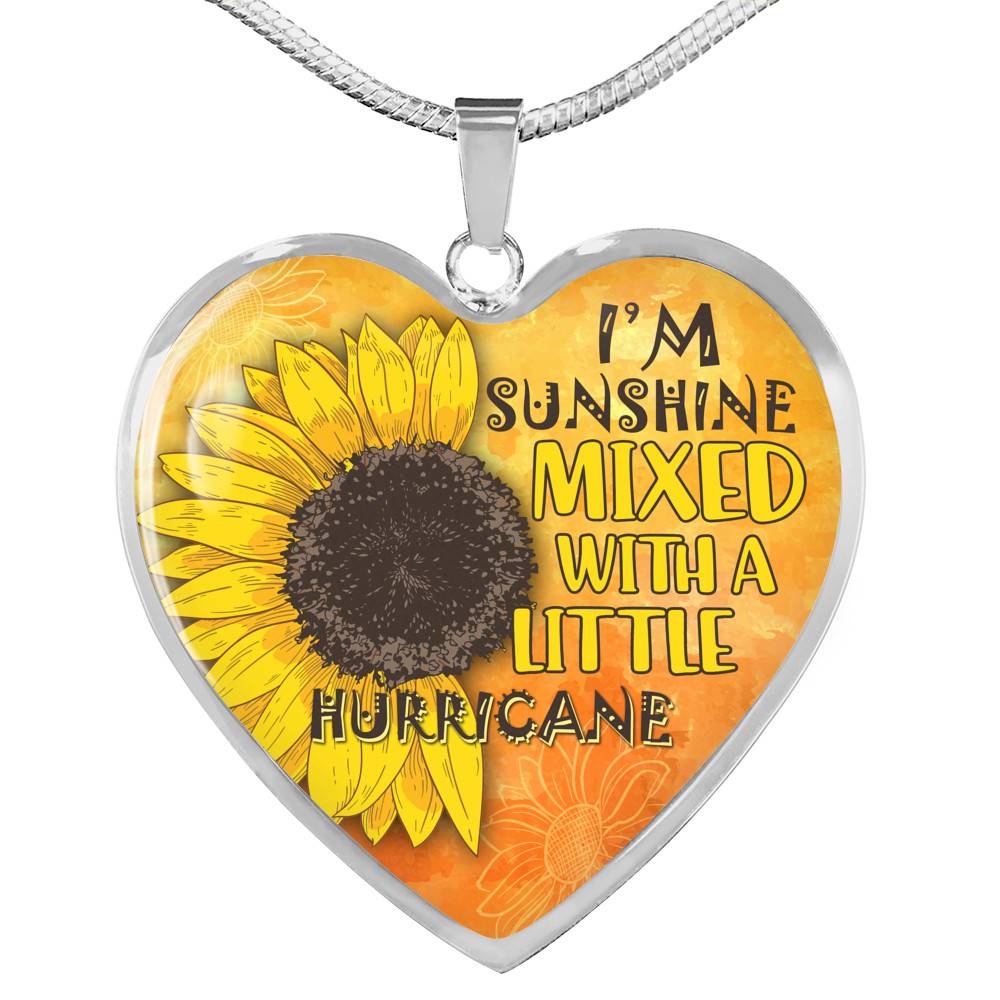I'm Sunshine Mixed With A Little Hurricane Sunflower Heart Pendant Necklace - Heart Luxury Necklace (Silver) I'm Sunshine Mixed With A Little Hurricane Sunflower Heart Pendant Necklace - Heart Luxury Necklace (Silver)