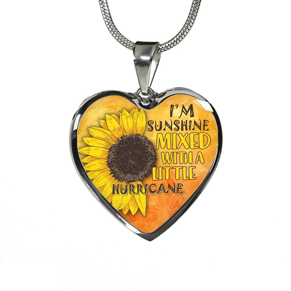 I'm Sunshine Mixed With A Little Hurricane Sunflower Heart Pendant Necklace - Heart Luxury Necklace (Silver) I'm Sunshine Mixed With A Little Hurricane Sunflower Heart Pendant Necklace - Heart Luxury Necklace (Silver)