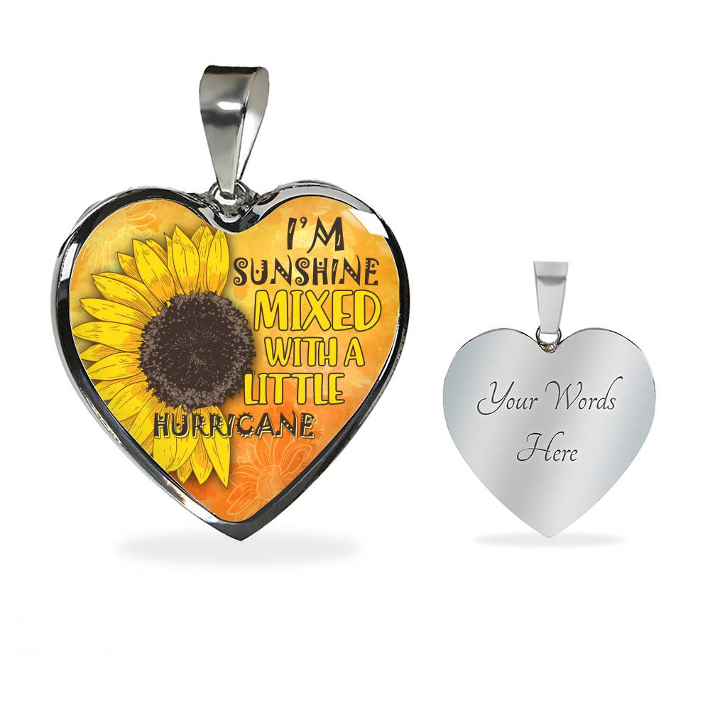 I'm Sunshine Mixed With A Little Hurricane Sunflower Heart Pendant Necklace - Heart Luxury Necklace (Silver) I'm Sunshine Mixed With A Little Hurricane Sunflower Heart Pendant Necklace - Heart Luxury Necklace (Silver)