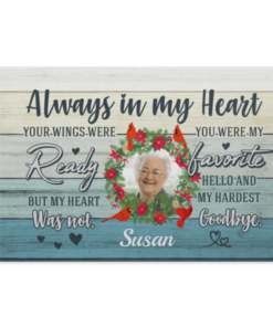 Custom Photo Always In My Heart Your Wings Were Ready Gallery Wrapped Framed Canvas Prints - Unframed Poster, White, 0.75'' Framed Canvas