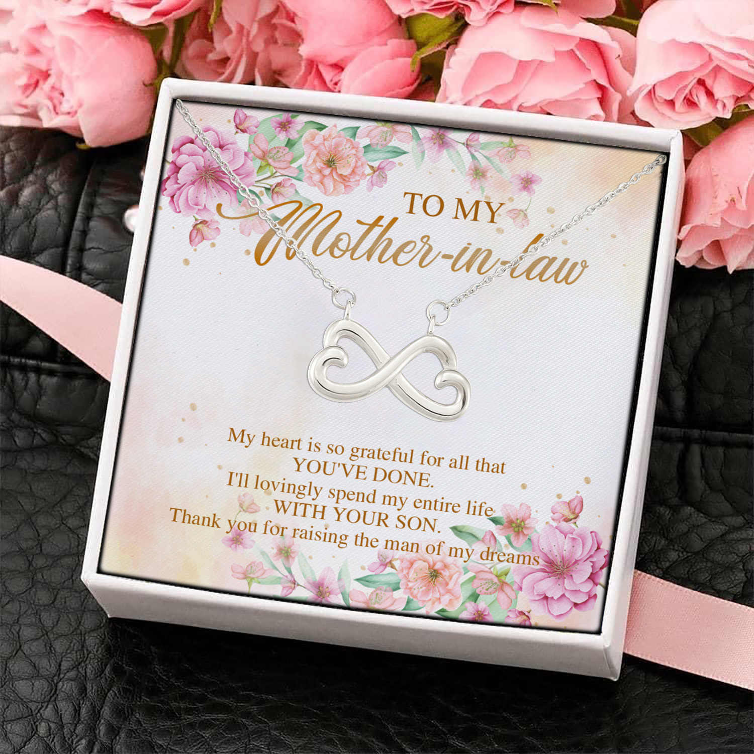 4O. My Mother In Law Necklace Infinity Heart Necklace (Silver) 4