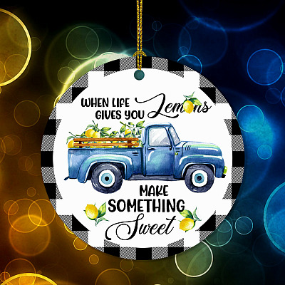 When Life Gives You Lemon Make Something Sweet Vintage Decorative Ornament Keepsake - Holiday Circle Ornament