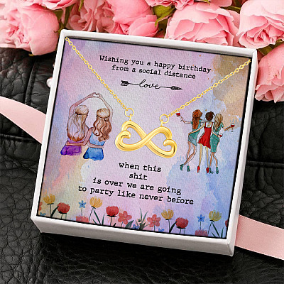 Alternative view of Wishing You a Happy Birthday from a Social Distance Birthday Gift Infinity Heart Pendant Necklace
