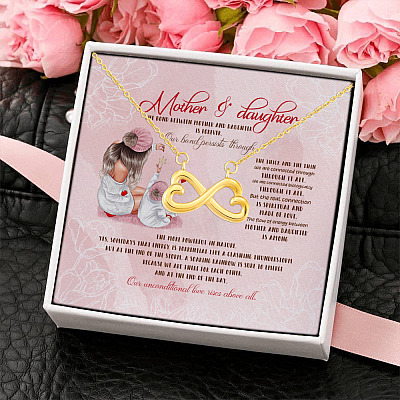 The Bond Between Mother and Daughter Is Forever Mother Daughter Gift Infinity Heart Pendant Necklace