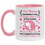 Dear Mummy Acc Mug, White/Pink, 11 oz. Accent Mug
